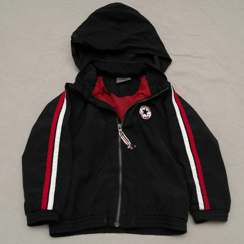 Vintage 90s Converse Toddler Wind Breaker Hidden Hoodie 24M‎